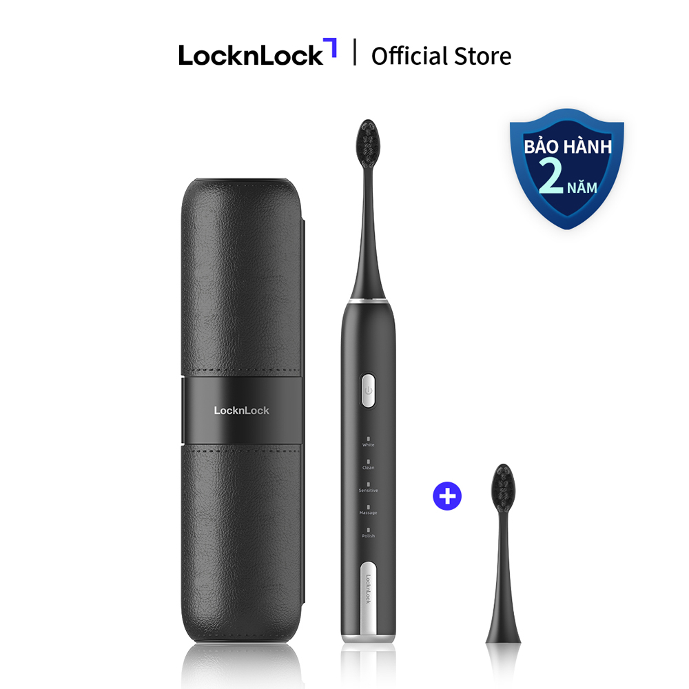 Bàn chải đánh răng điện LocknLock Electric toothbrush ENR386WHT/ENR386BLK 5 chế độ linh hoạt kèm hộp đựng bàn chải - 2 Màu