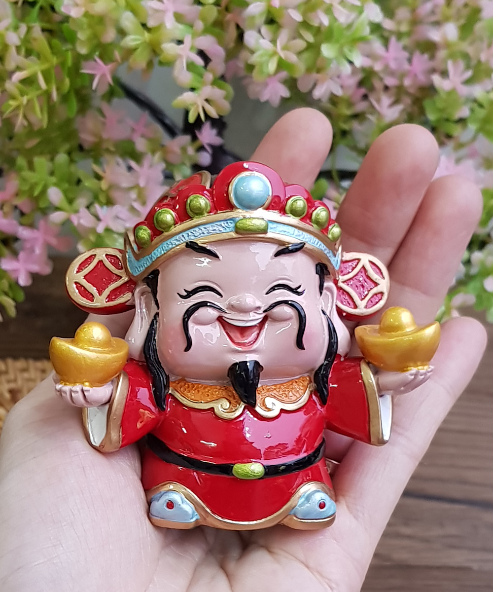 Bộ 03 tượng chibi Thần Tài may mắn 7cm - Chiêu Tài - Hút Lộc - Phú Quý Bình An