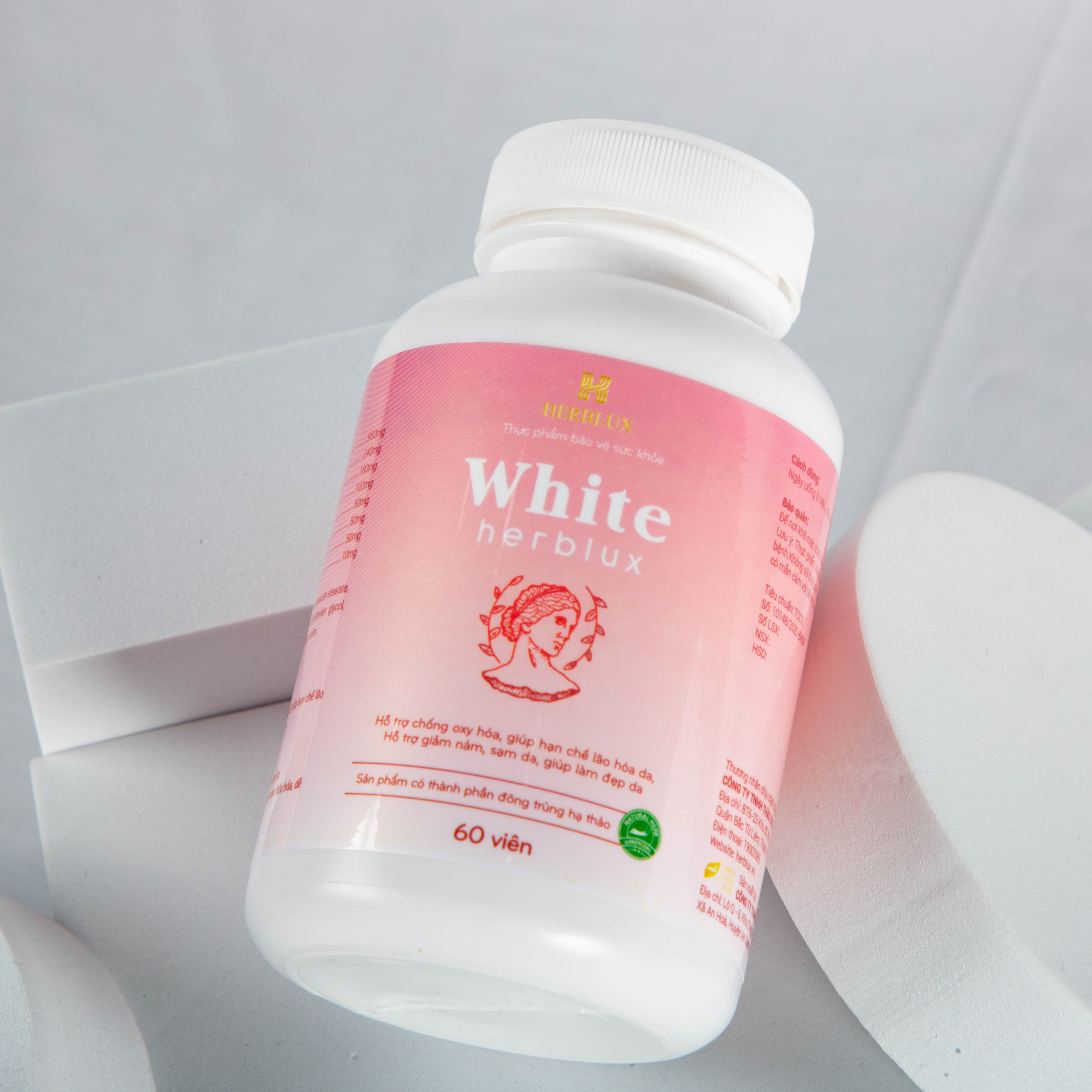 Thực Phẩm Bảo Vệ Sức Khỏe White Herblux - Hỗ Trợ Chống Oxy Hóa, Giúp Hạn Chế Lão Hóa Da, Hỗ Trợ Giảm Nám, Sạm Da. Giúp Làm Đẹp Da