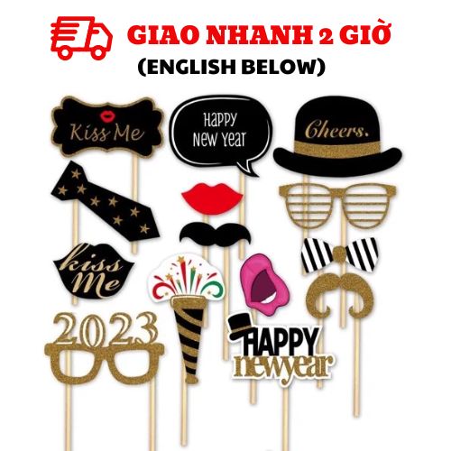 Bộ phụ kiện chụp hình 14 món - New year photo props yept24