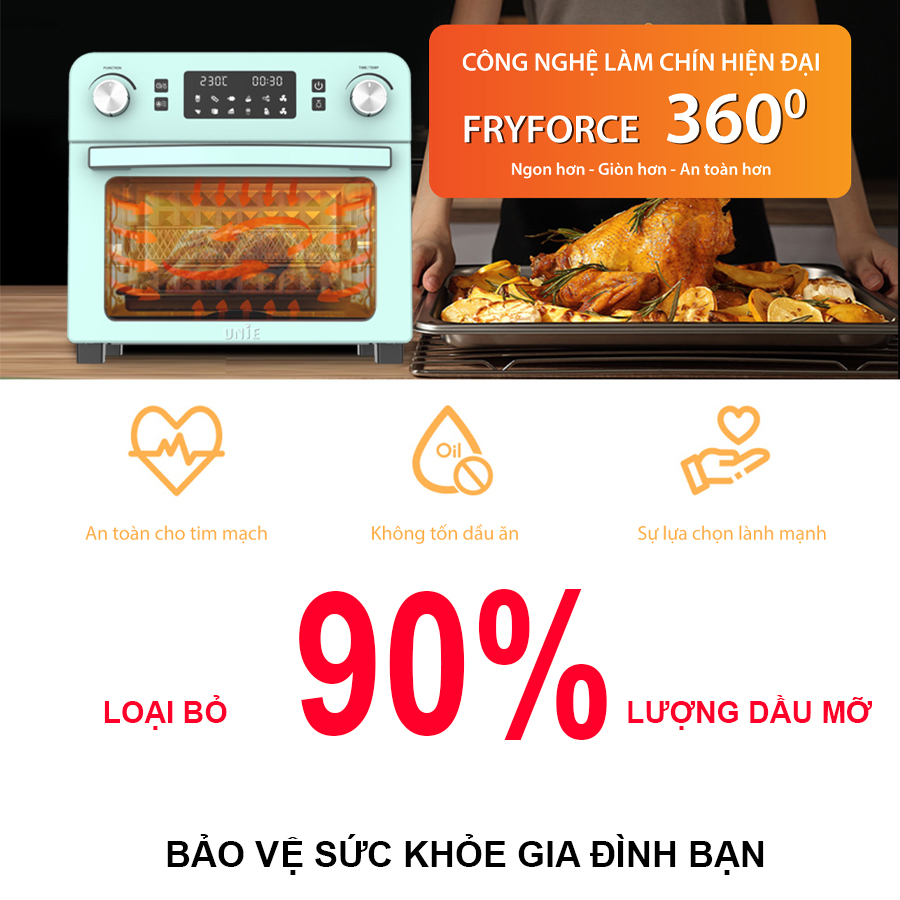 Lò nướng kiêm nồi chiên không dầu Unie Q36 - Hàng chính hãng