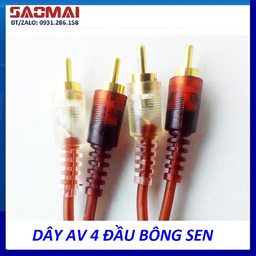 Dây cáp AV 4 đầu bông sen - Loại tốt màu nâu - Dài 1,5m