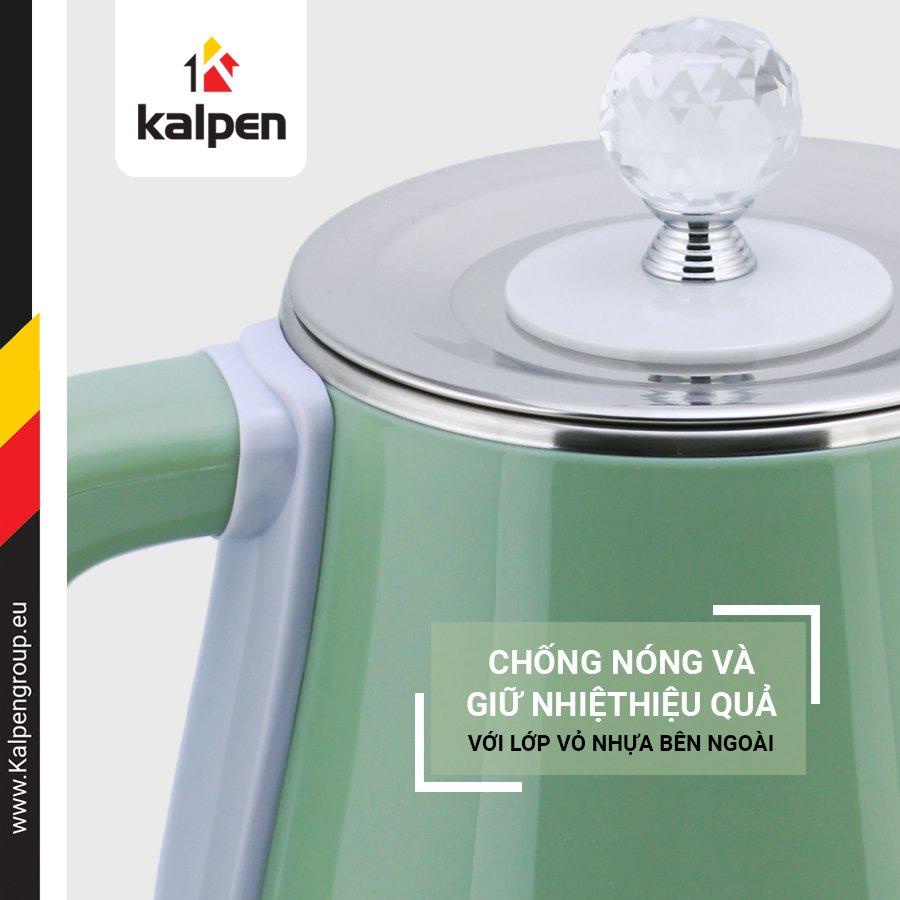 Ấm đun nước siêu tốc Kalpen KK9901 dung tích 1.8 lít, công suất 1500W, chất liệu inox 304 - BHàng chính hãng