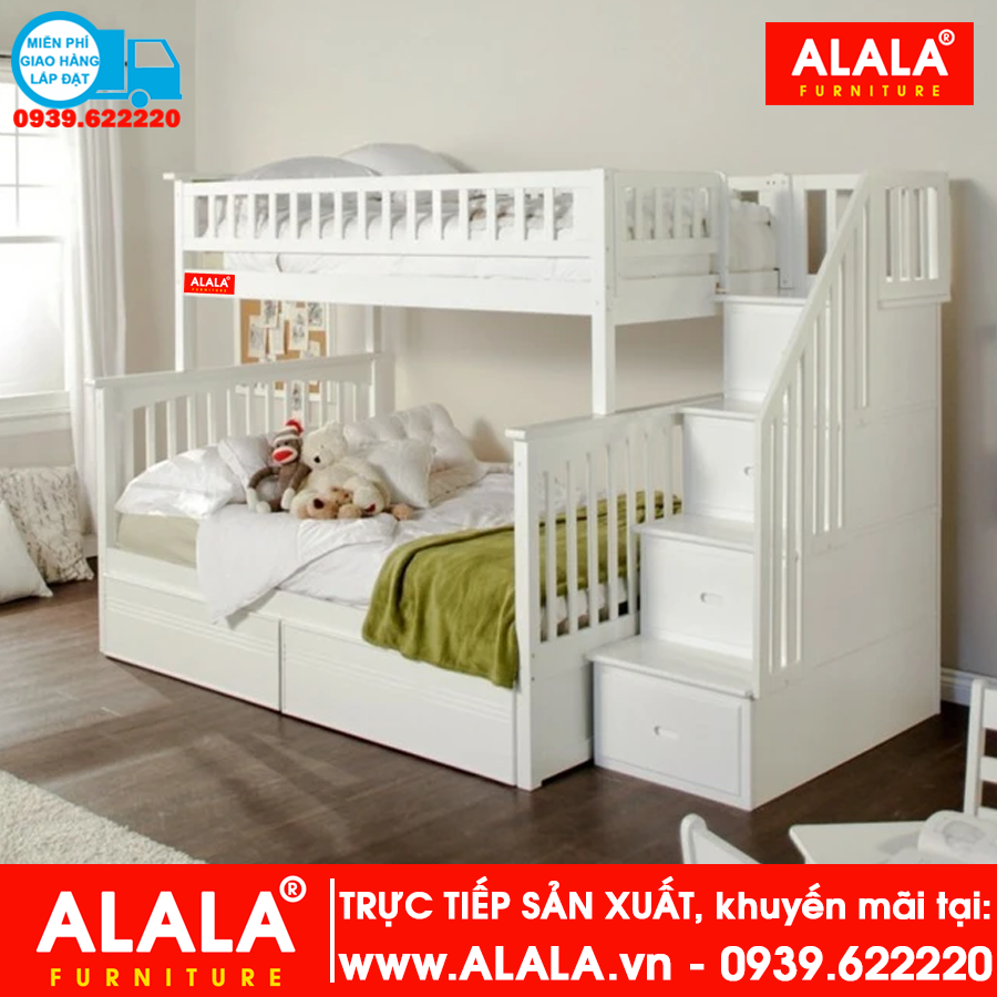 Giường tầng ALALA105 (1m2, 1m4) gỗ thông nhập khẩu - www.ALALA.vn® - Za.lo: 0939.622220