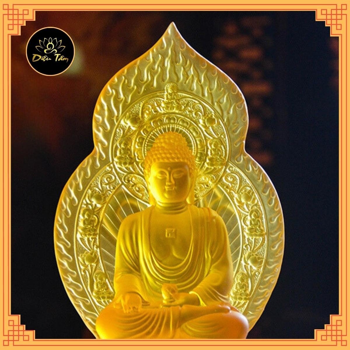 Tượng phật A Di Đà tượng ADIDA lưu ly vàng 18cm đồ thờ cúng phong thủy shop Diệu Tâm