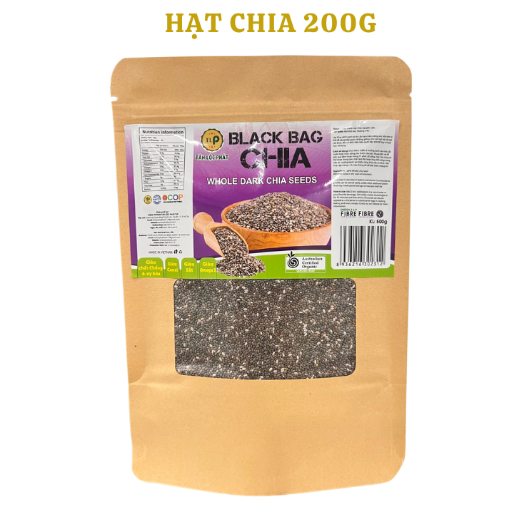 Hạt Chia Úc TLP.100% Organic Ăn Kiêng Giảm Cân Hạt Chuẩn Sạch Đều Đẹp (Gói 200g)