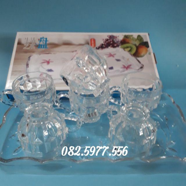 Bộ khay cốc thủy tinh cao cấp
