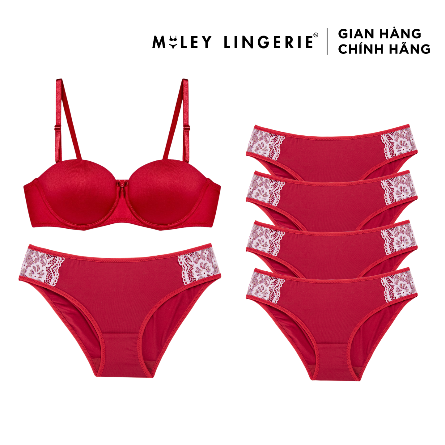 Bộ Áo Cúp Ngang và Combo 5 Quần Lót Nữ Thun Lạnh Scarlet Miley Lingerie BRM04002_FMM0405