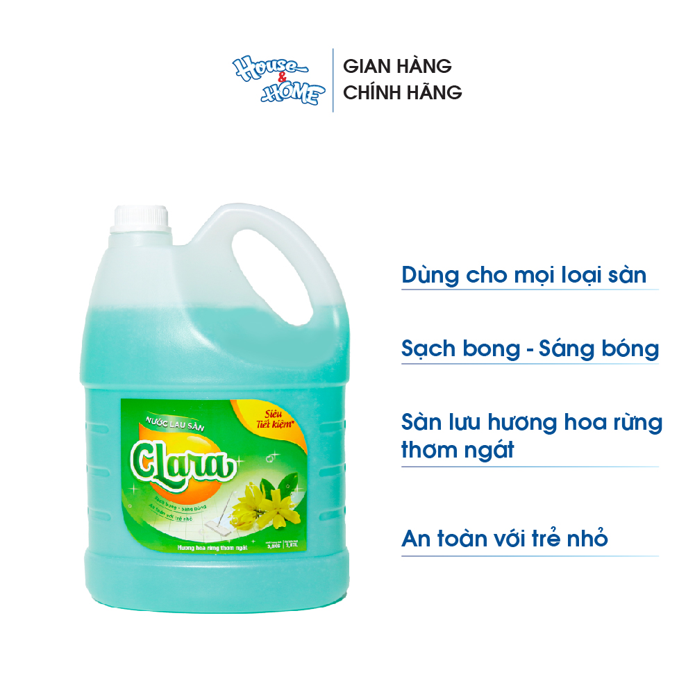 Nước lau sàn Clara hương hoa rừng thơm ngát can 3,8kg