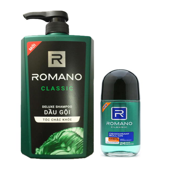 Combo Dầu gội Romano Classic 650ml+Lăn khử mùi Romano Classic 50ml