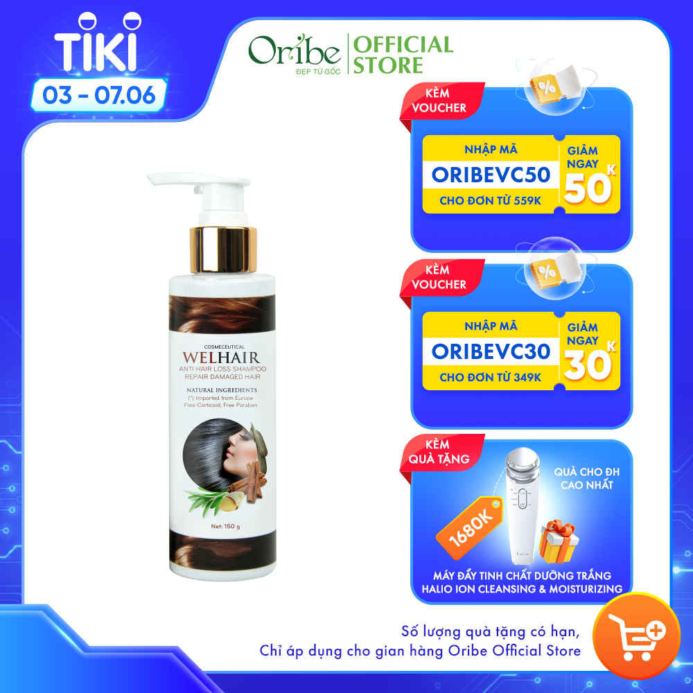 Dầu Gội Giảm Rụng Tóc Welhair Không Bết Tóc Hỗ Trợ Tóc Dày Bóng Mượt 150g