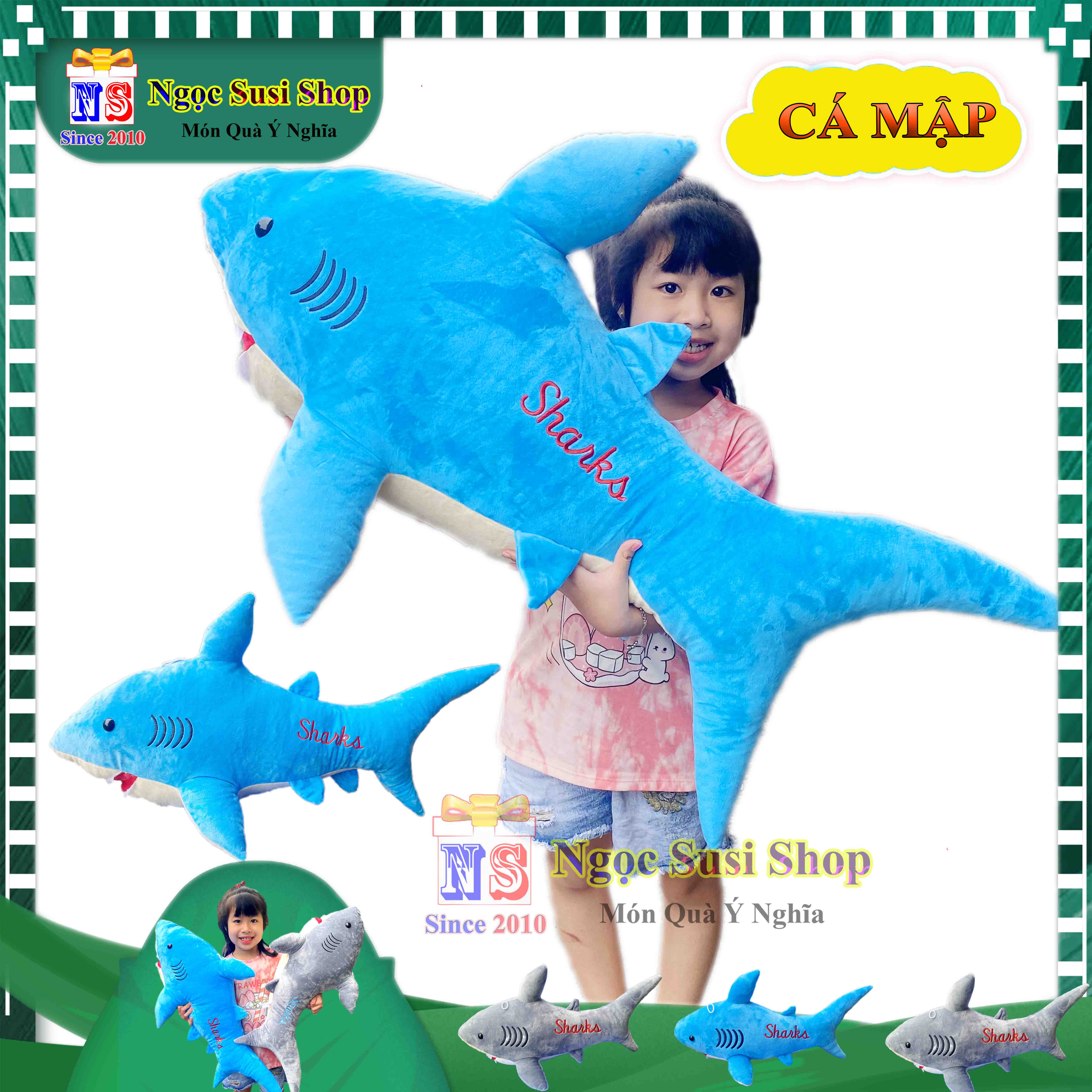 GẤU BÔNG CÁ MẬP SHARK SIÊU TO KHỔNG LỒ CHO BÉ ÔM NGỦ - THÚ NHỒI BÔNG HÌNH CÁ MẬP SHARK SIÊU MỀM MỊN DỒN 100% GÒN