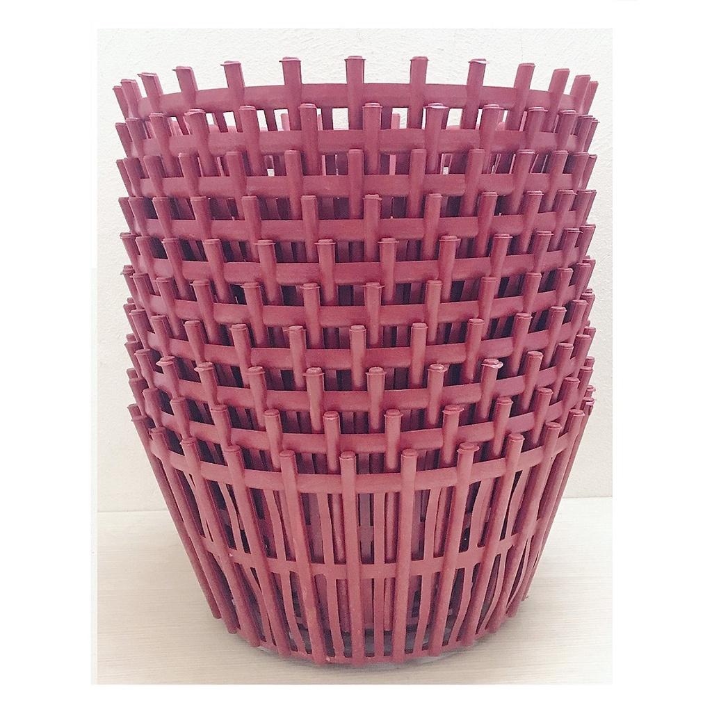 Chậu nhựa giả gỗ trồng lan có nan phụ phi 20cm màu đỏ