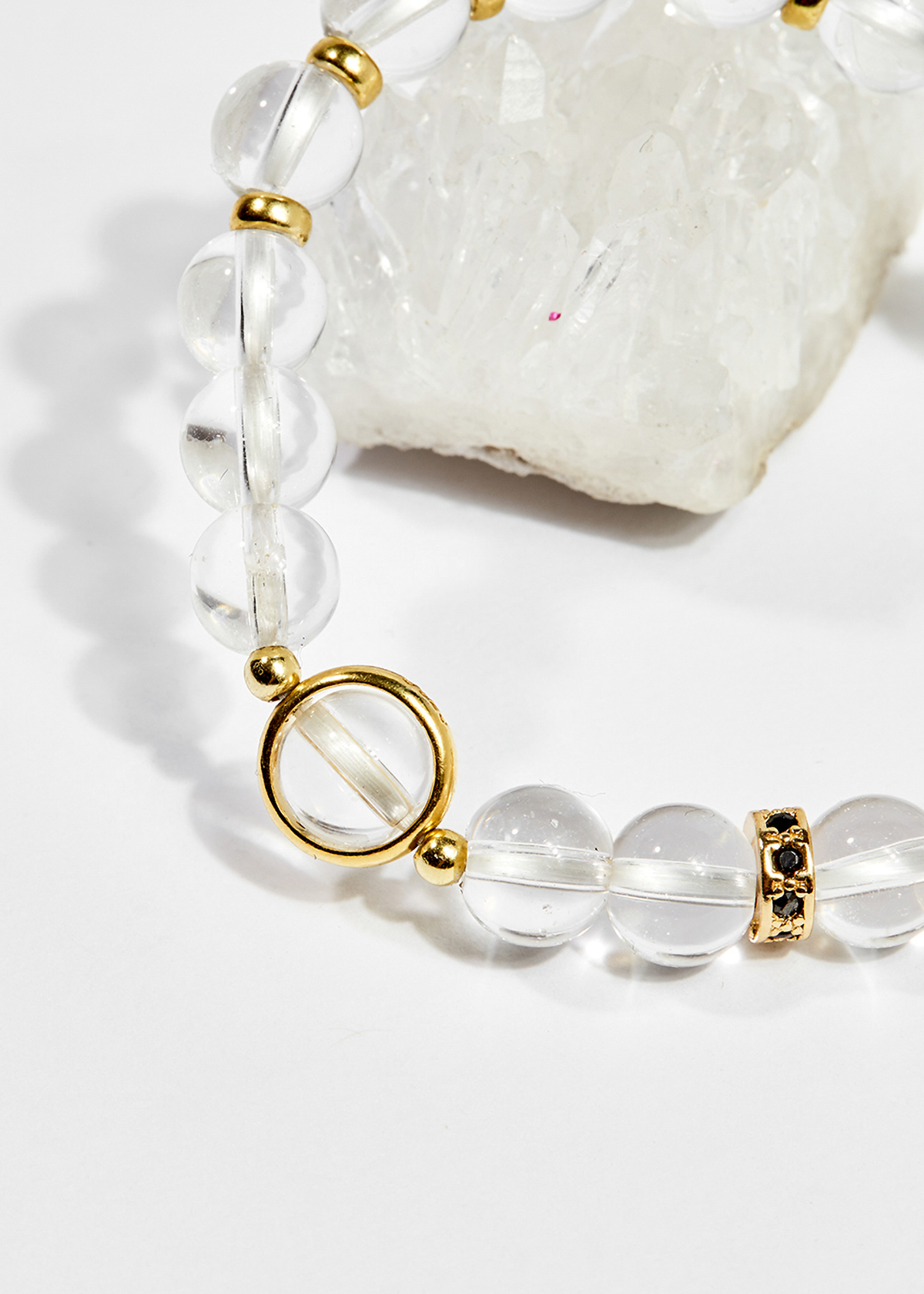 Vòng tay phong thủy nữ đá thạch anh trắng phối charm 8mm mệnh thủy , kim - Ngọc Quý Gemstones