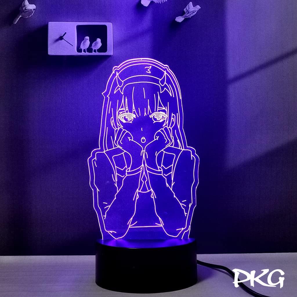 Đèn Ngủ Led 3D Hình ZERO TWO ANIME Quà Tặng Trang Trí cảm ứng có Điều khiển từ xa nháy sáng 16 màu