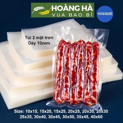 Túi PA hút chân không thực phẩm 2 mặt trơn dày 10 zem, 1kg túi hút chân không trơn đủ size