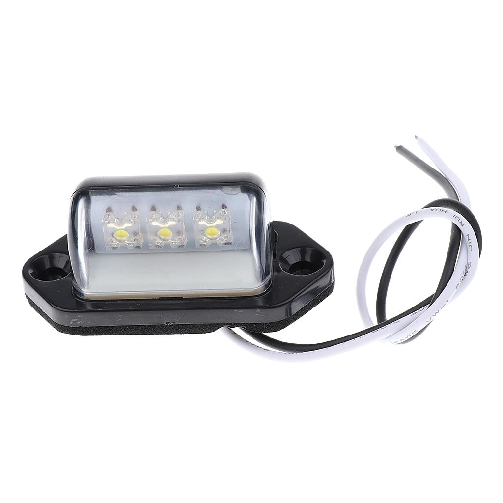 4pcs 3 LED Rear License Number Plate Light Lamp Trailer Car Light 12/24V