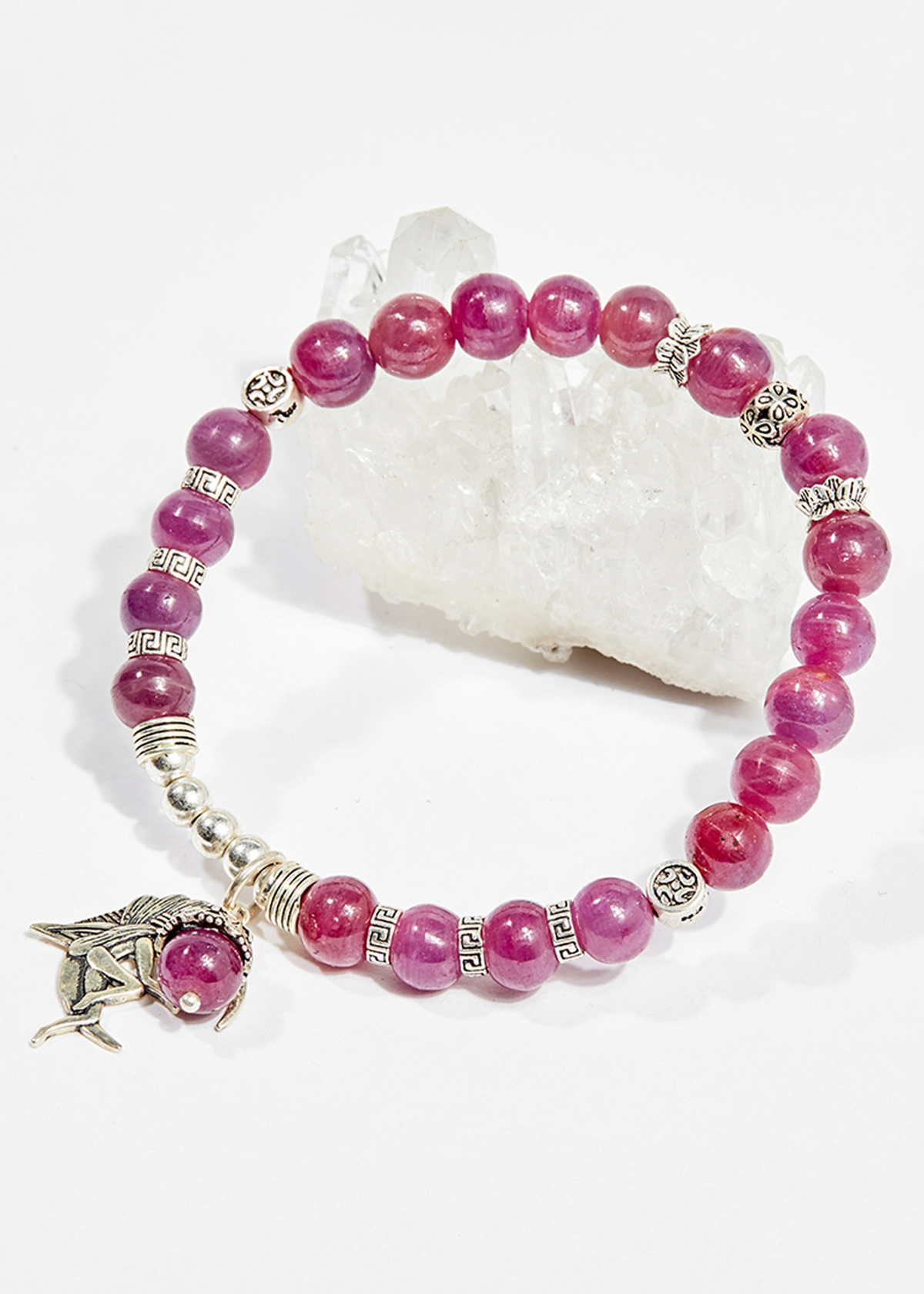 Vòng tay phong thủy nữ đá ruby charm ánh nguyệt 7mm mệnh hỏa , thổ - Ngọc Quý Gemstones