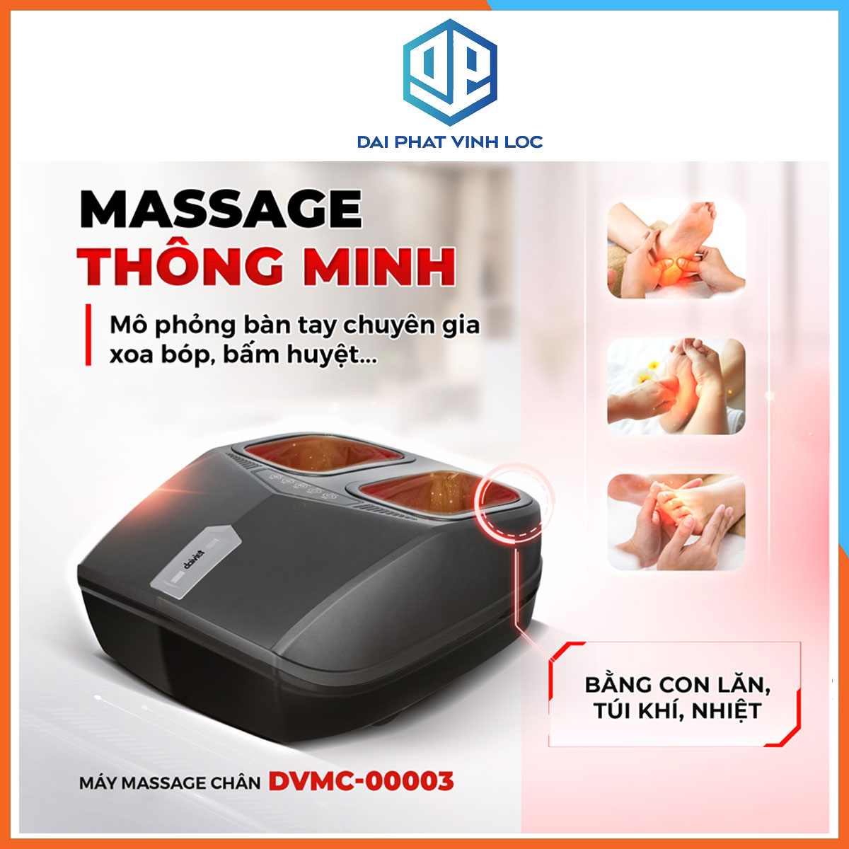 Máy massage chân Đại Việt DVMC-00003 Lưu Thông Khí Huyết Giảm Tê Bì Công Nghệ Con Lăn Xoay 360 Độ - Bảo Hành 12 Tháng