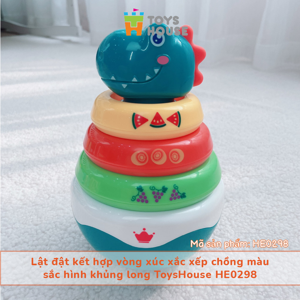 Đồ chơi lật đật, vòng xúc xắc xếp chồng nhiều màu sắc hình khủng long ToysHouse HE0298