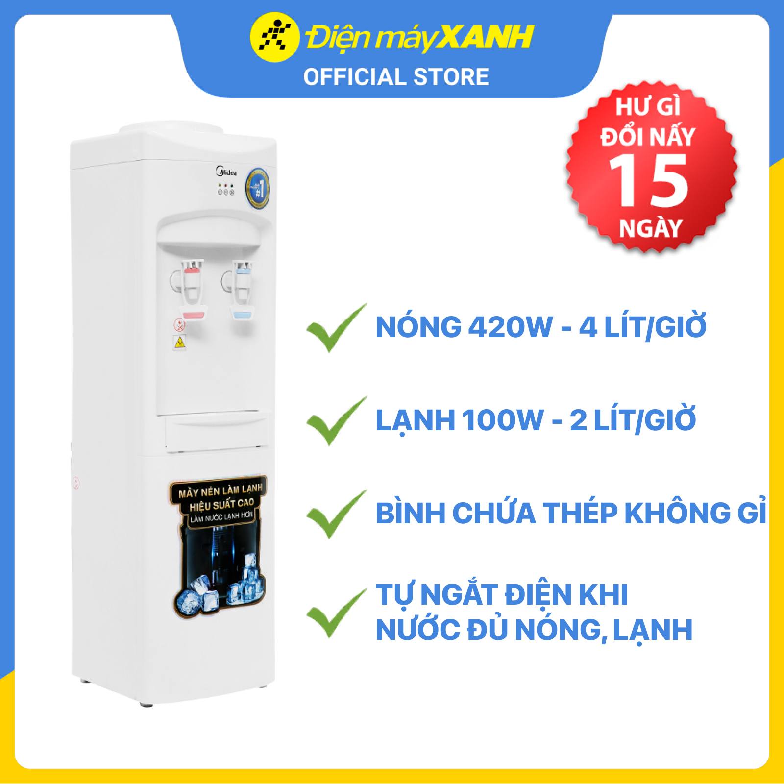 Cây Nước Nóng Lạnh Midea MYL 1031S - Hàng Chính Hãng