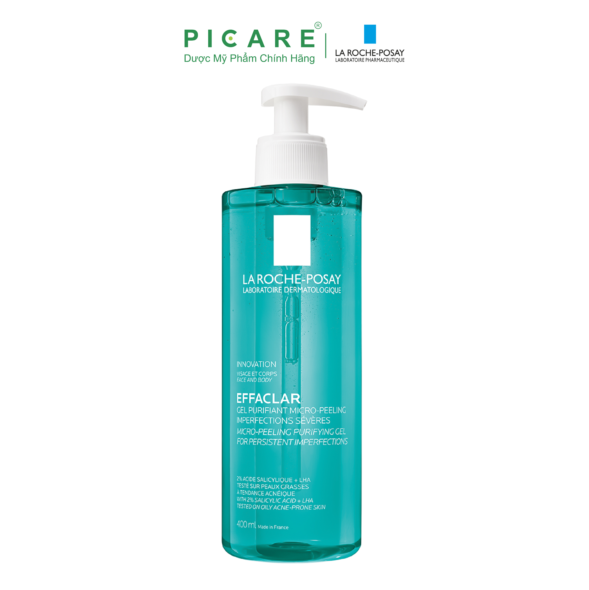 Gel Rửa Mặt La Roche-Posay Hỗ Trợ Giảm Mụn Cho Mặt & Toàn Thân 400ml Effaclar Micro-Peeling Purifying Gel