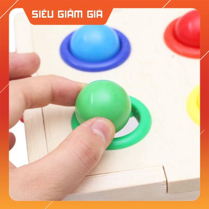 - Hộp thả hình khối kết hợp đập bóng - đồ chơi gỗ thông minh