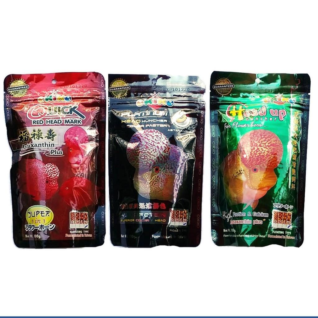 Thức ăn cá la hán Okiko lên ĐẨU, MÀU và CHÂU cho cá la hán 100g