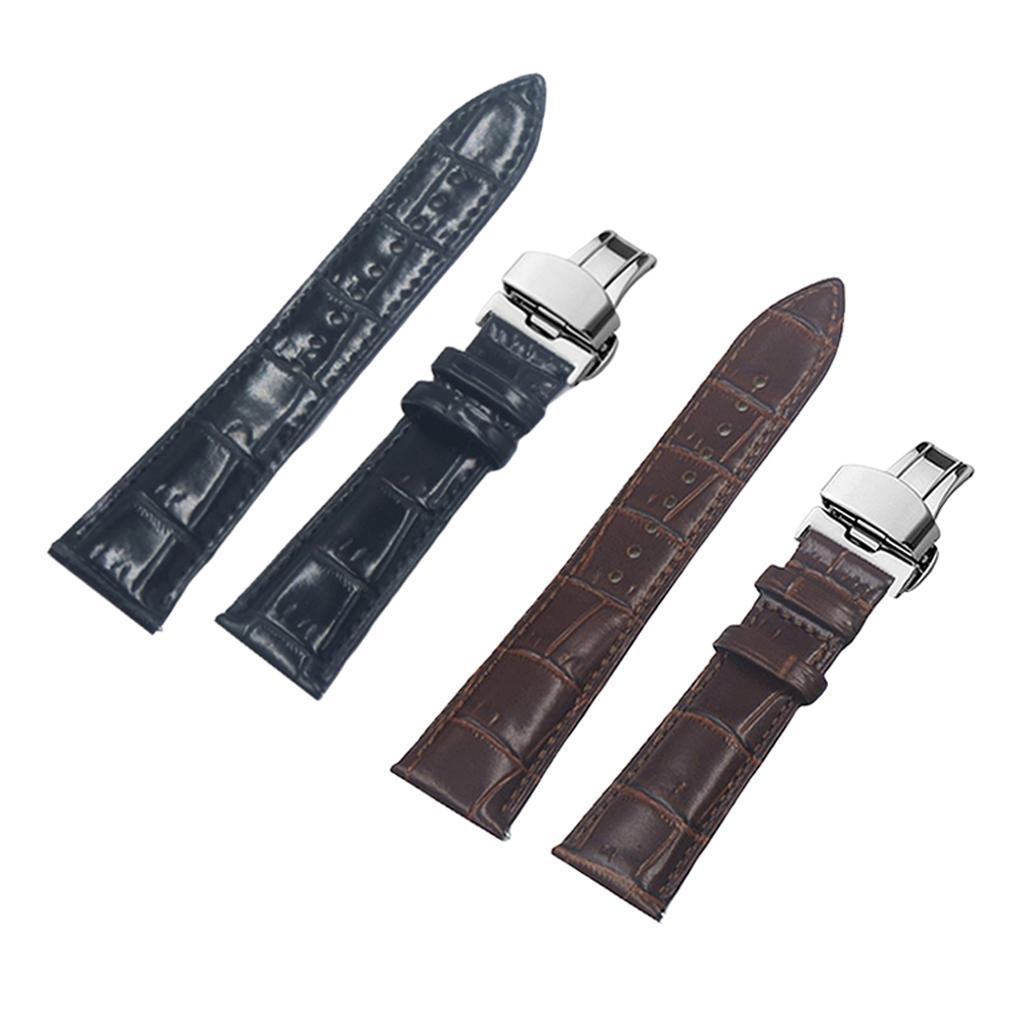 Watch Band Deployment Buckle Leather Padded Replacement Strap