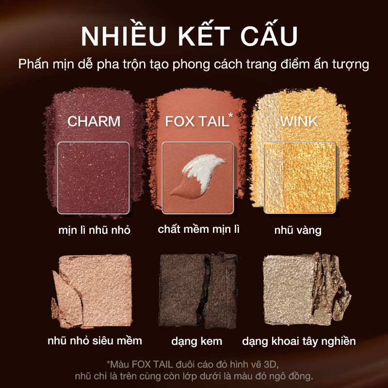 Bảng phấn mắt PERFECT DIARY 12 màu sắc tông lì và ánh nhũ lấp lánh kèm cọ trang điểm cao cấp 14g