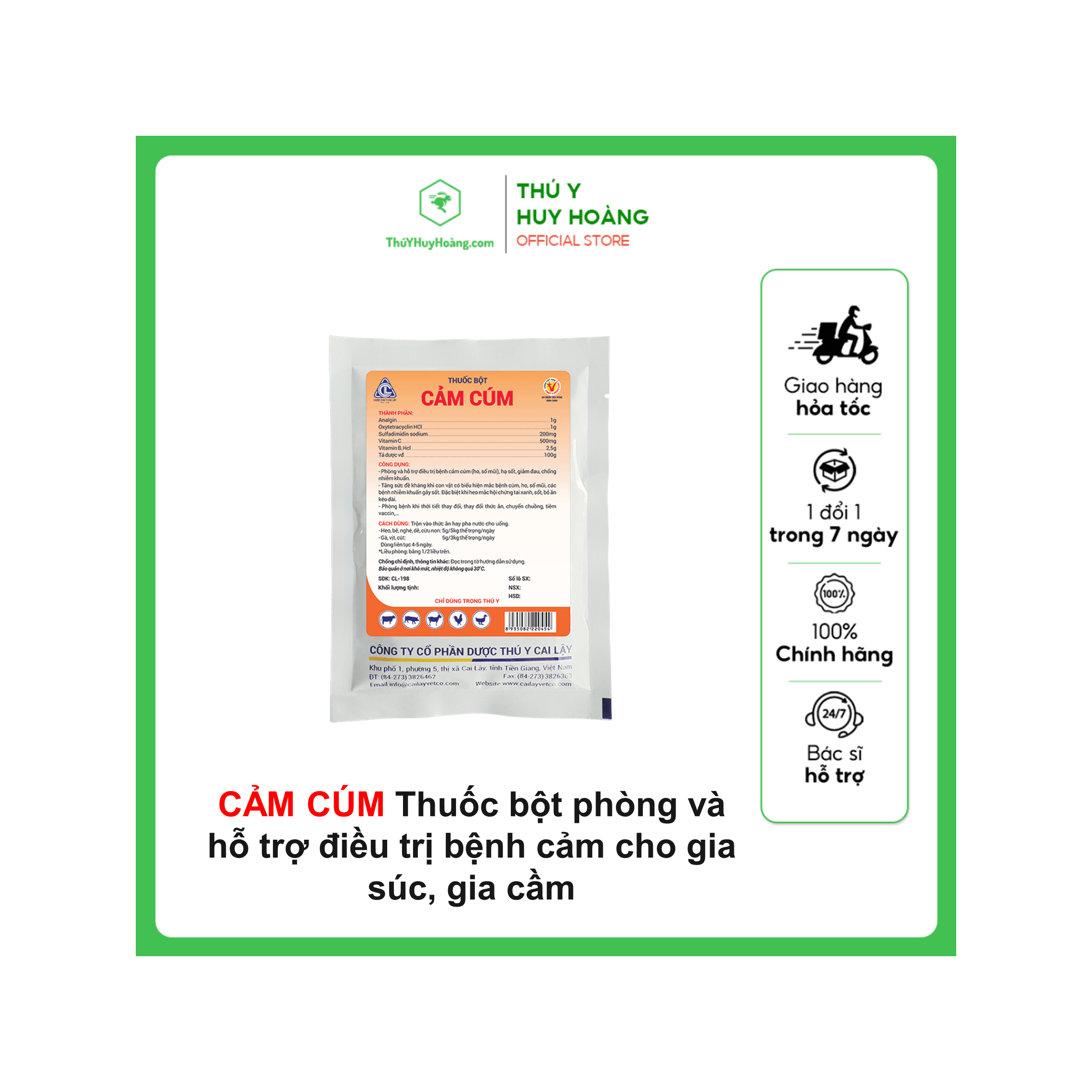 Thuốc bột cảm cúm phòng và hổ trợ đ.iều t.rị bệnh cảm cúm, tăng sức đề kháng