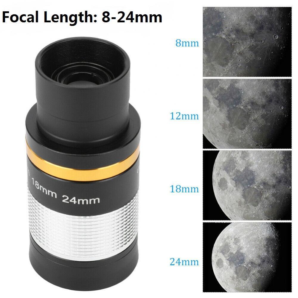 Metal 1.25” 8-24mm Eyepiece+4x Lens Filter Set for Astronomy Telescope