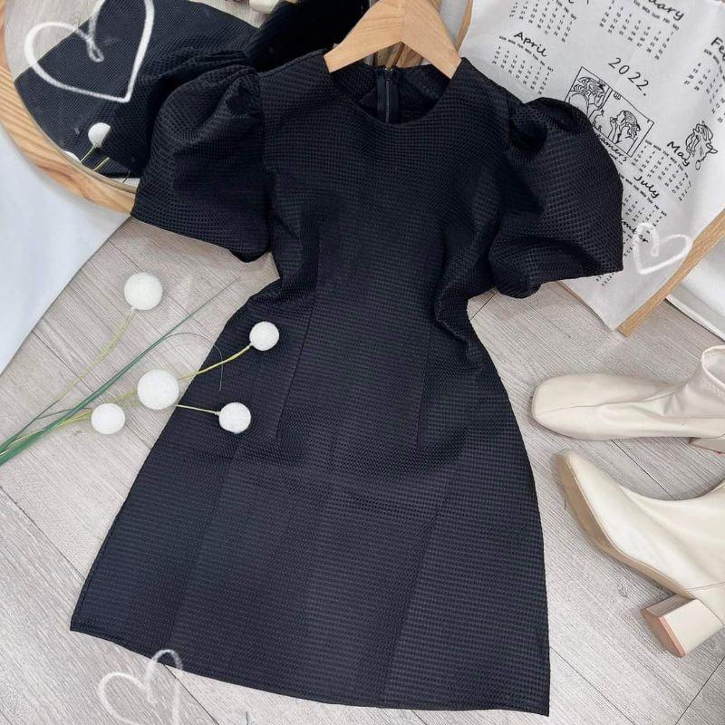 Đầm váy dạo phố cổ tròn tay phồng nhiều màu Jun Dress