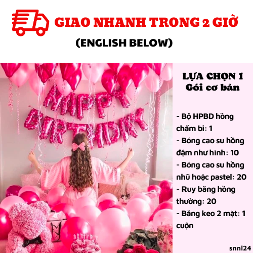 Bộ bóng sinh nhật người lớn nhiều phụ kiện, sang trọng - Adult birthday set SNNL24