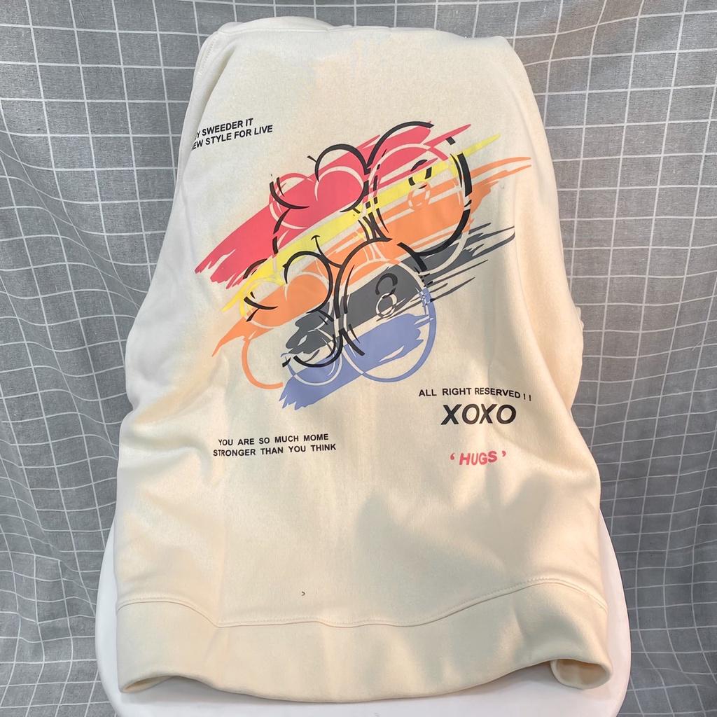 Hình ảnh Áo Khoác Hoodie Zip XOXO Form Rộng Vải Nỉ Bông Tay Dài Phong Cách Trẻ Trung Nam Nữ Unisex (Ảnh Thật/ Có Sẵn)