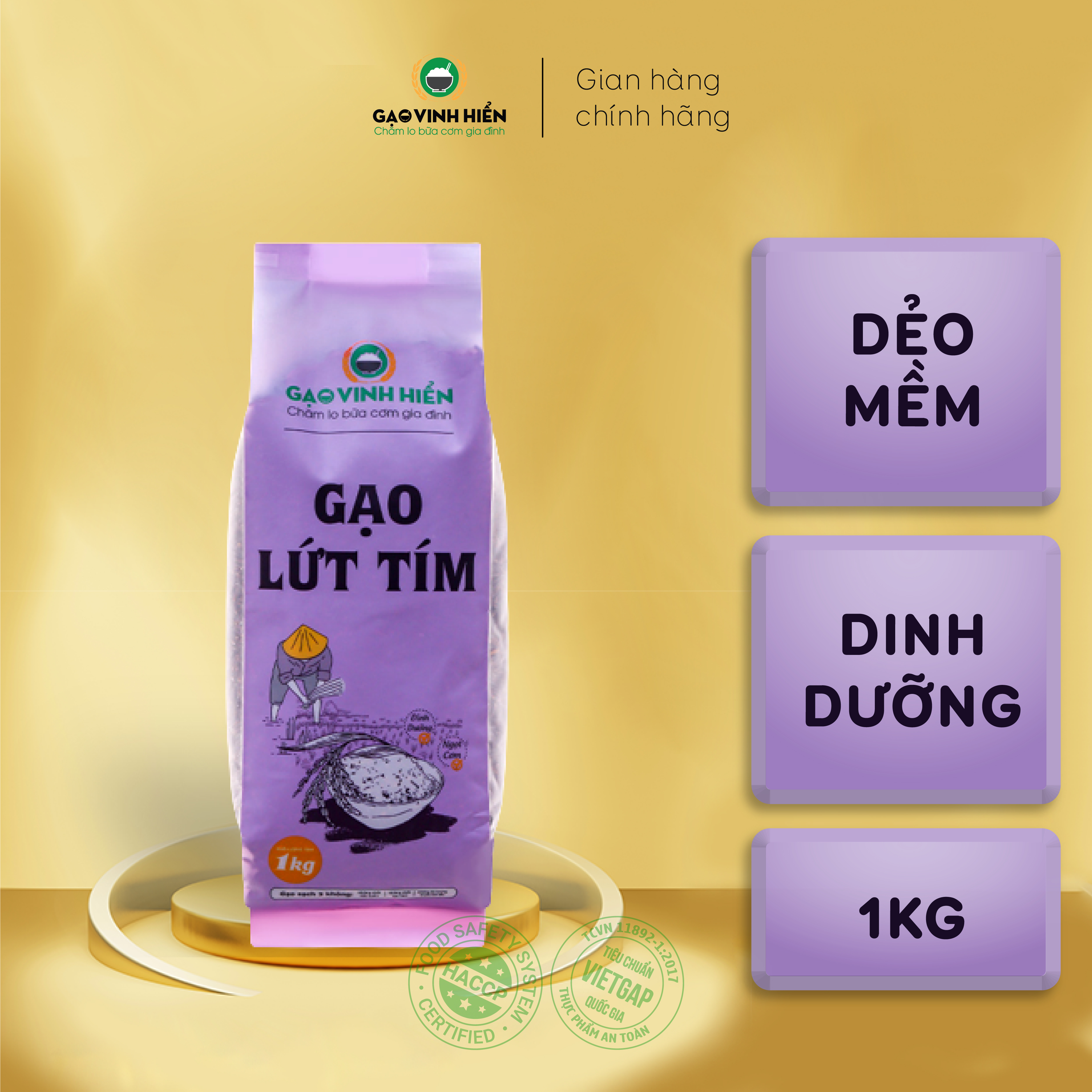Combo 6 túi Gạo Lứt Tím Vinh Hiển 1kg tặng thêm 1 túi Lứt Đỏ 1kg - Ngọt Cơm, Dinh Dưỡng