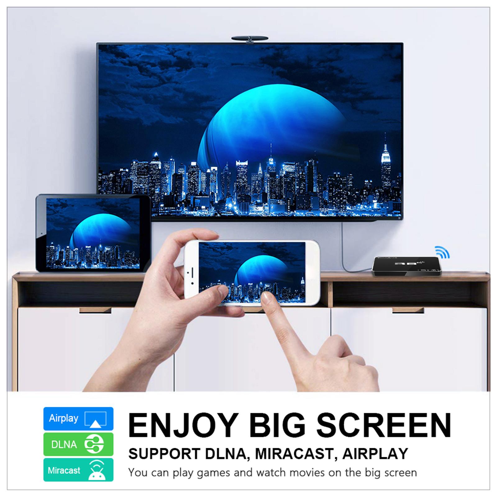 Đầu phát TV kỹ thuật số Wi-Fi 2.4G / 5G Wi-Fi Amlogic S905W Quad Core ARM - Đen R9 4K TV Box Android 9.0 với Điều khiển từ xa
