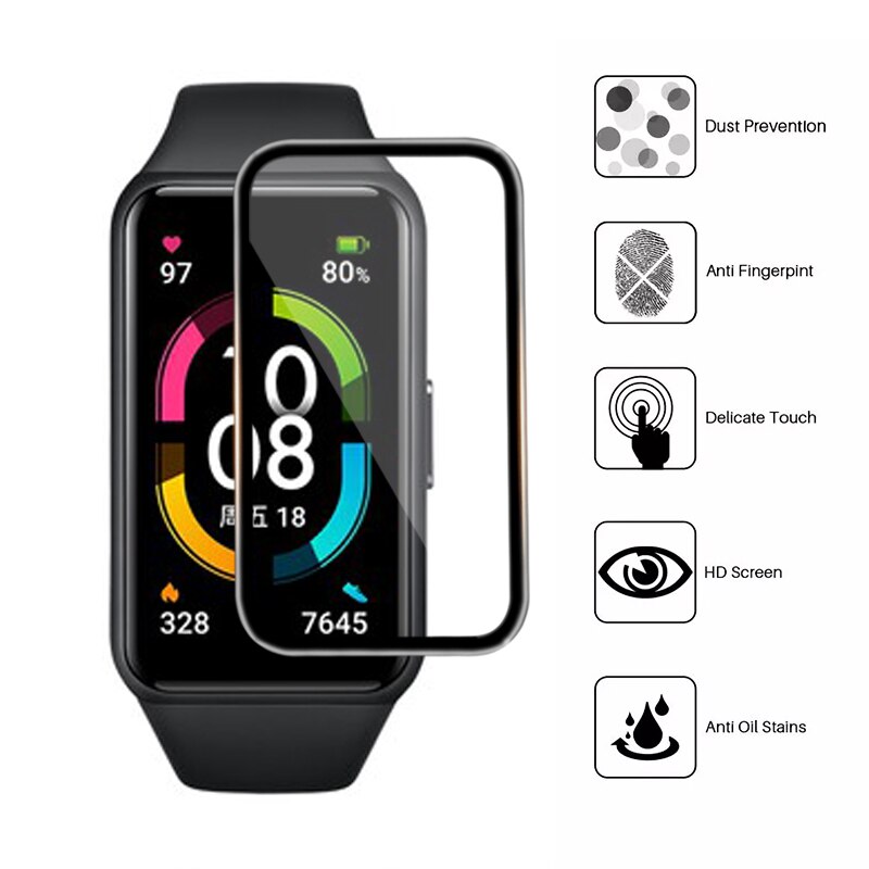 Combo 2c cường lực full màn 3D dành cho Huawei Honor Band 6 / 7 bảo vệ màn hình chống trầy xước va đập tặng kèm phụ kiện dán Handtown - Hàng chính hãng