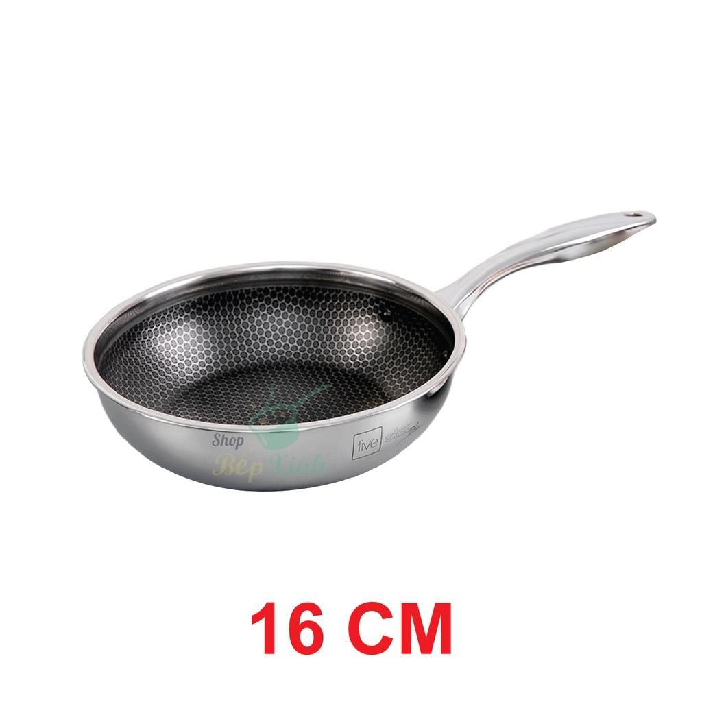 Chảo sâu lòng tổ ong 3 lớp đáy liền inox 304 Blackcube FiveStar Plus nắp kính ( 24cm / 26cm / 28cm ), dùng được bếp từ