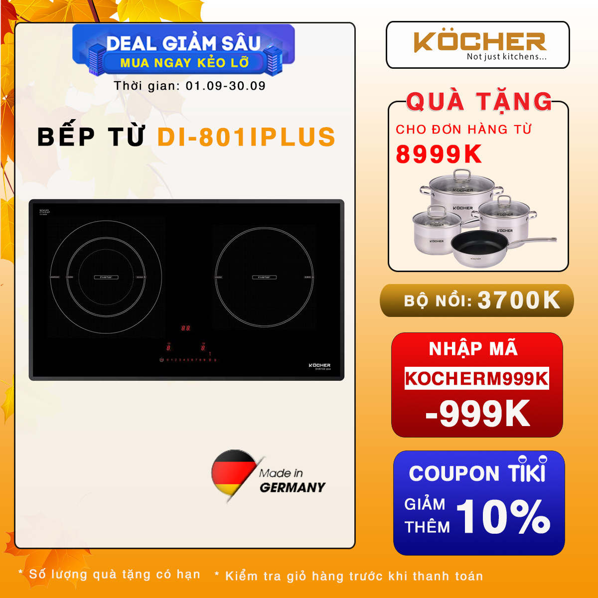 Bếp Điện Từ Đôi DI-801GE IPLUS - Hàng chính hãng