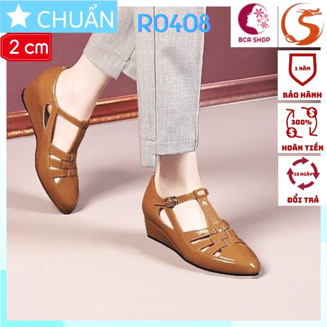 Giày đế xuồng nữ gót thấp 2p ROSATA mẫu RO408 cách điệu phần mũi với nhiều dây lạ mắt và sang trọng tại BCASHOP - màu nâu
