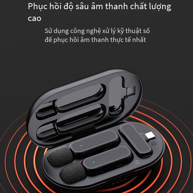 Giá ưu đãi nguồn hàng nhà máy Micro cài áo không dây 1 đổi 2 có ngăn sạc Micro thu âm phát sóng trực tiếp giảm ồn tự động K61