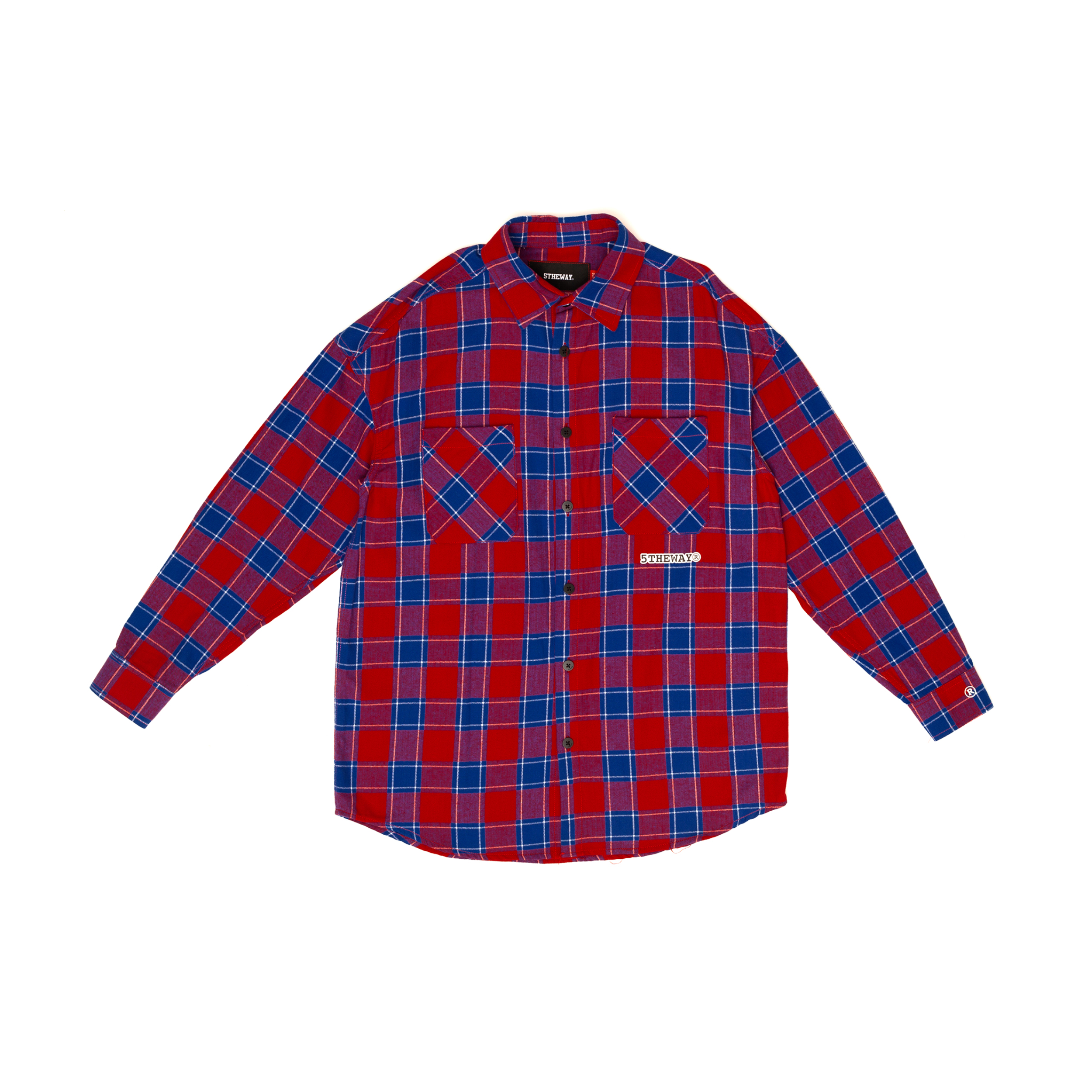 Áo Sơ Mi Flannel 5THEWAY Tay Dài Sọc Caro Đỏ aka /stroke/ BIG LOGO FLANNEL SHIRT in RE/WH