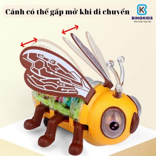 Đồ chơi Robot chạy pin chú ong vàng di chuyển gấp cánh hiệu ứng âm thanh ánh sáng