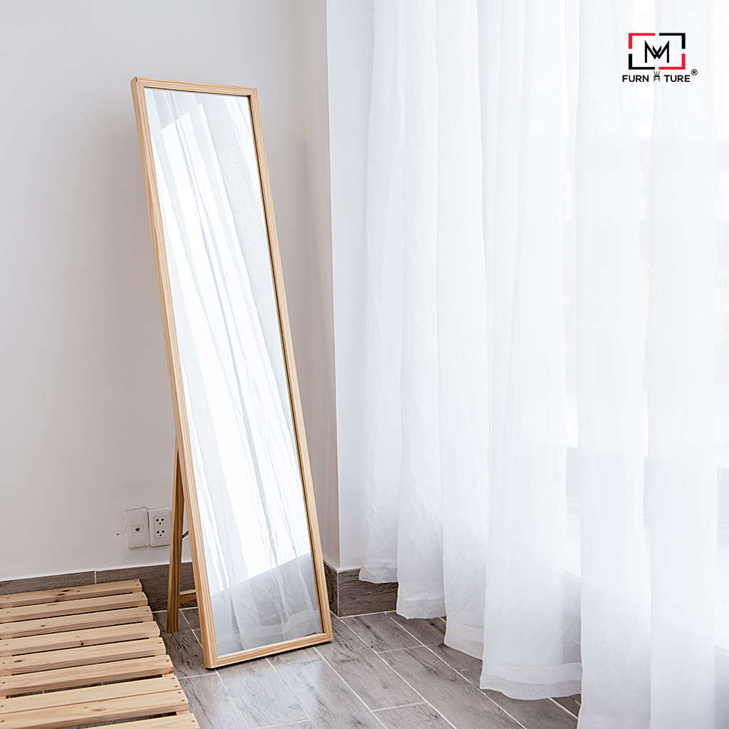 [SIZE40x1M65] GƯƠNG SOI TOÀN THÂN CÓ CHÂN ĐỨNG MÀU TỰ NHIÊN  - STANDING MIRROR NATURAL- 40CM