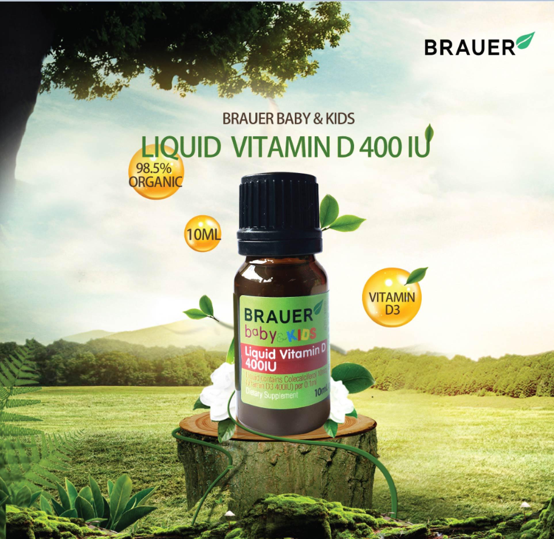 Vitamin D cho trẻ sơ sinh và trẻ nhỏ Brauer Baby &amp; Kids Liquid Vitamin D 400IU giúp phát triển hệ xương, răng, ngủ ngon - QuaTangMe Extaste