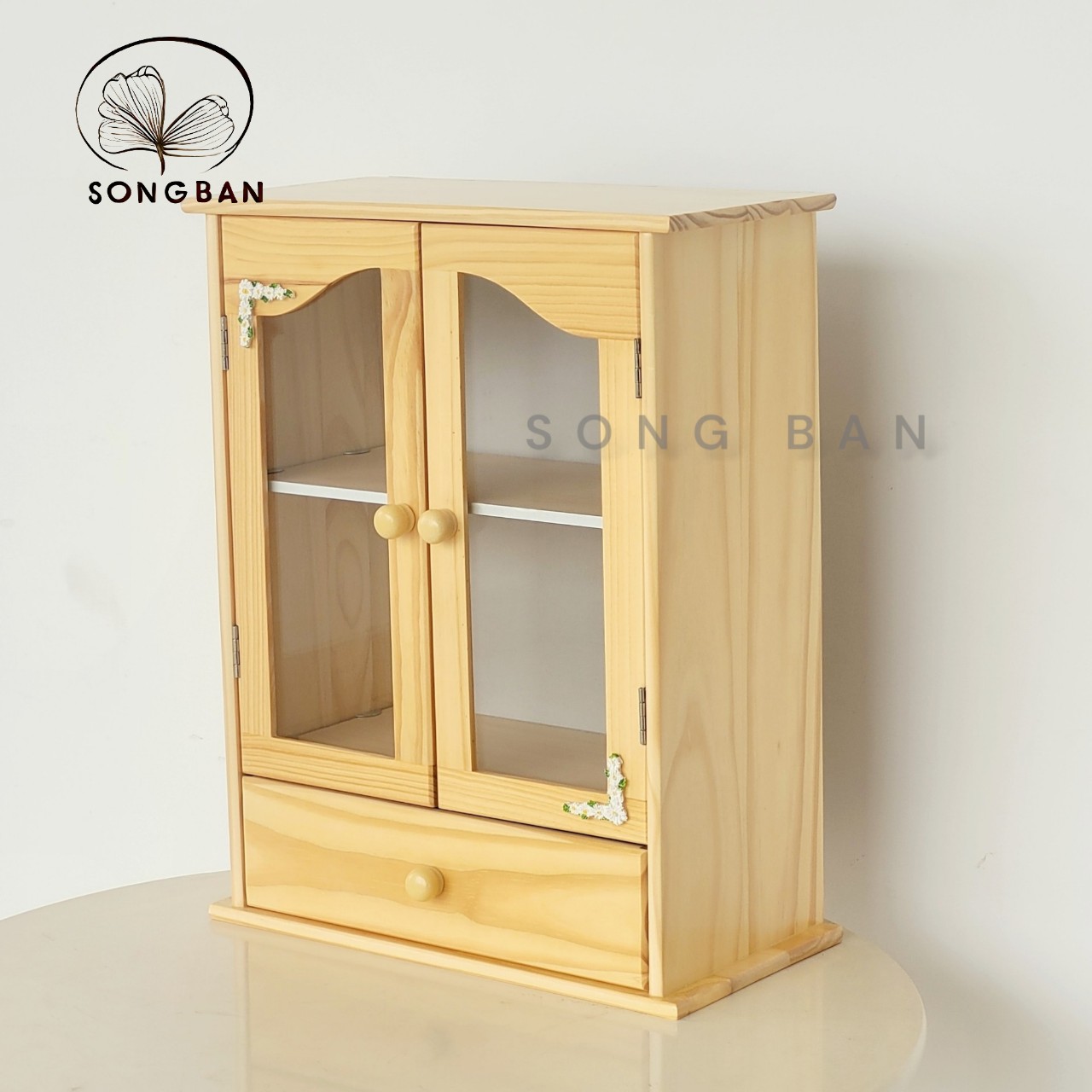 Tủ Thuốc Gỗ Nhiều Màu, Tủ Lưu Trữ Đồ Dùng 2 Cánh Có Hộc Treo Tường - Hàng VN Xuất Khẩu
