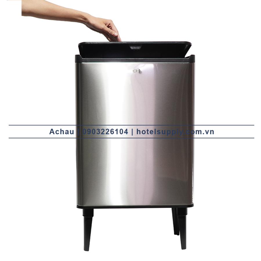 THÙNG RÁC 40L INOX EKO PHÂN LOẠI RÁC 2 NGĂN, 20L + 20L