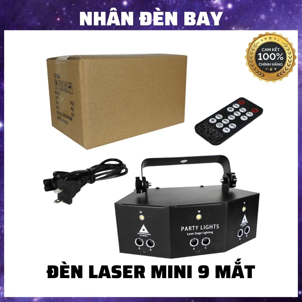 Đèn Laser Mini 9 Mắt Chiếu Hiệu Ứng Laze 3D Cảm Biến Nhạc Dùng Cho Phòng Bay, Karaoke, Bar