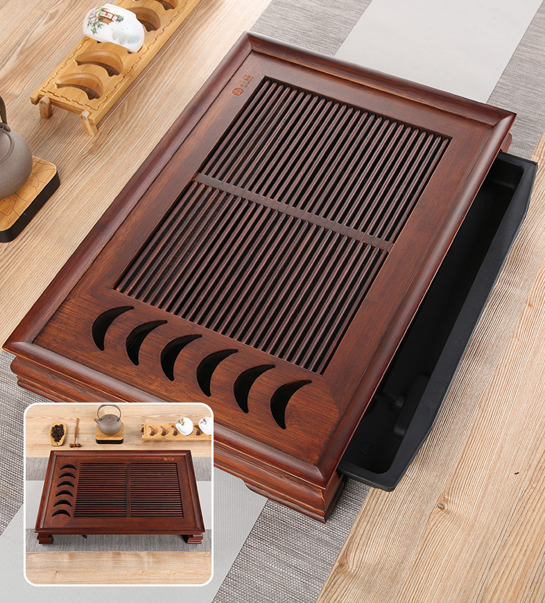 Khay trà gỗ tre cao cấp phong cách Retro, Bàn Trà Hojicha Nhật Bản Treo Ly